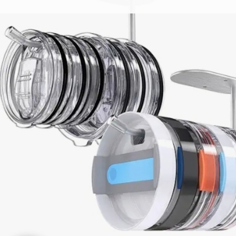 New! Two piece Stainless Steel Tumbler Lid Organizers Storage Hook set
